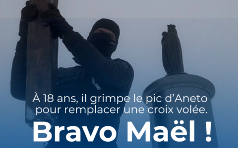 Maël croix Aneto remplacée, pic d’Aneto croix volée, défense patrimoine chrétien, jeunesse française héritage chrétien, symbole chrétien montagne, traditions et racines françaises, christianisme Europe